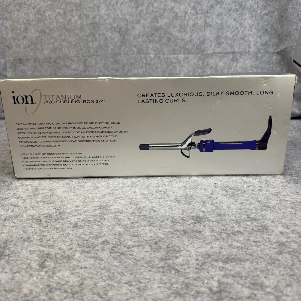 Ion Titanium Pro Curling Iron 3/4 Inch Barrel Blue Silver 450F Dual Voltage NEW